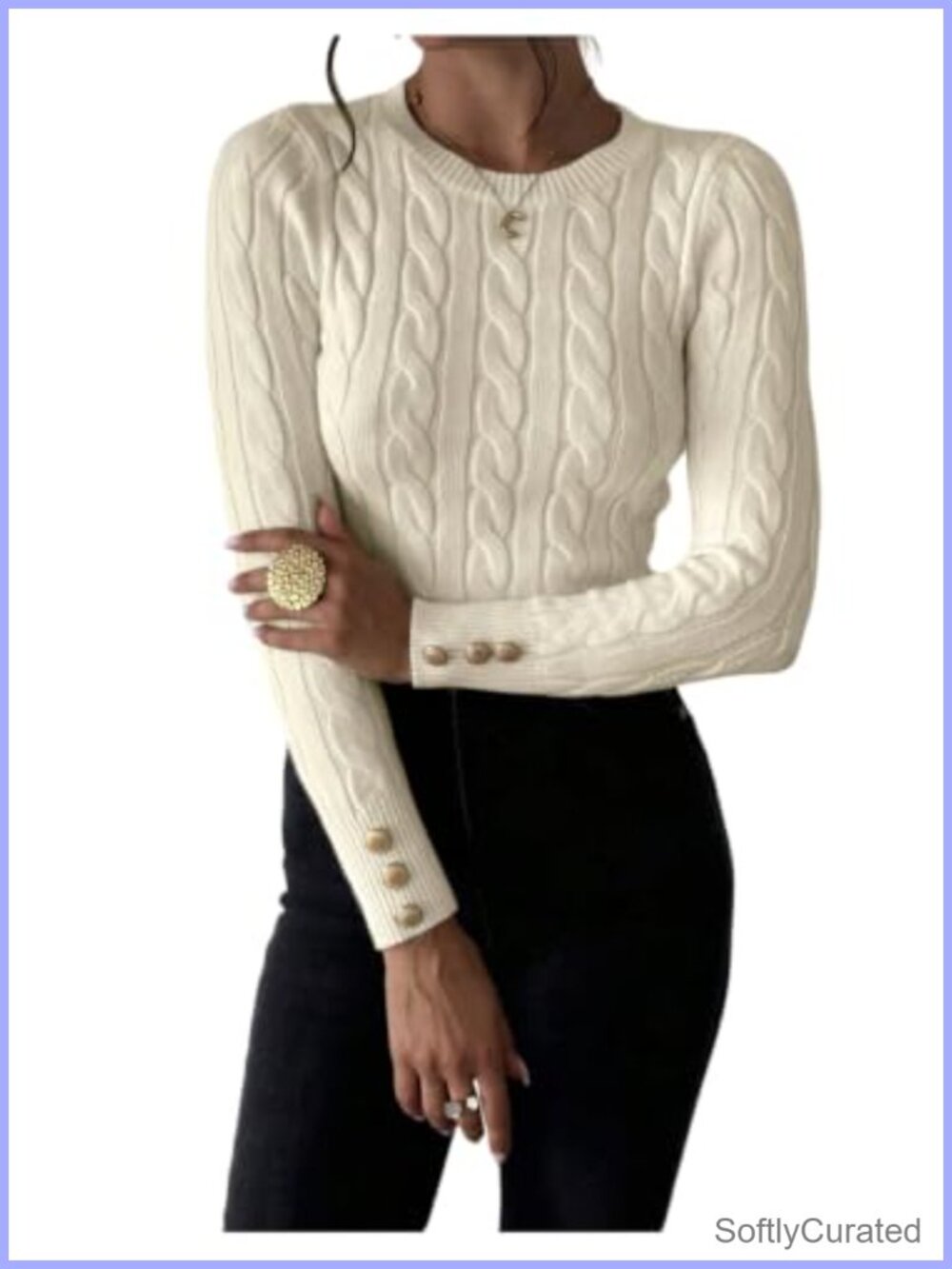 Cable Knit Sweater Crewneck Slim Fit Long Sleeve Pullover Business Casual